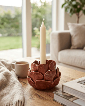 Blomsterlysestage - Brunrød 10,3 cm